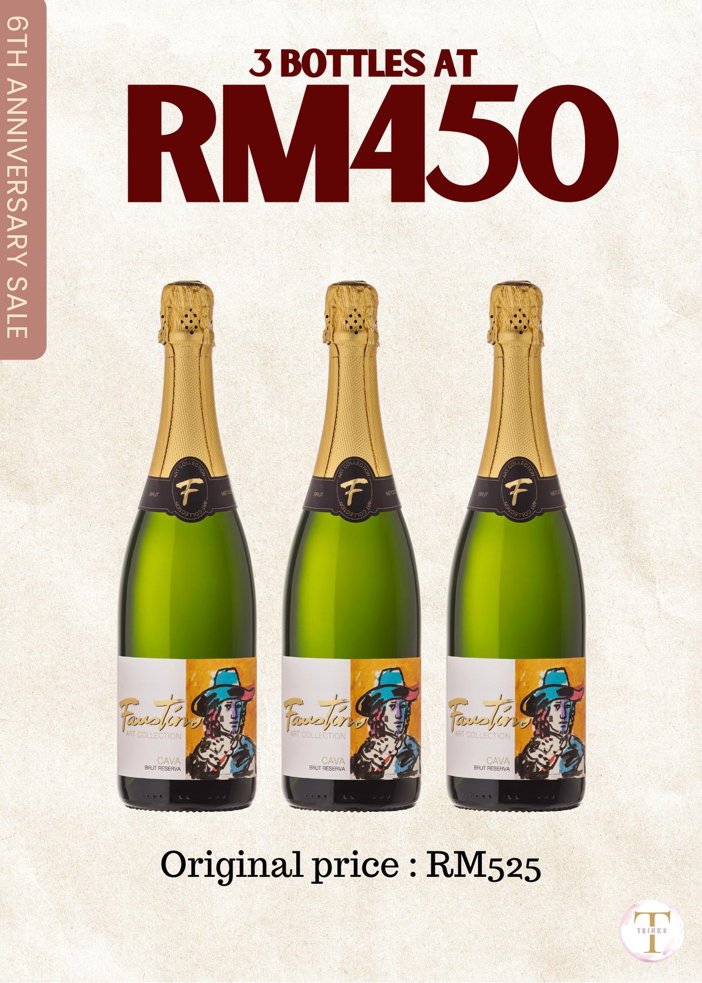 Cava Faustino Arts Brut Reserva Bundle (3 Bottles)